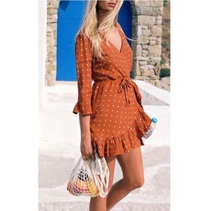 Faithfull the Brand Carmel Wrap Polka Dot Ruffled Dress Women’s Medium